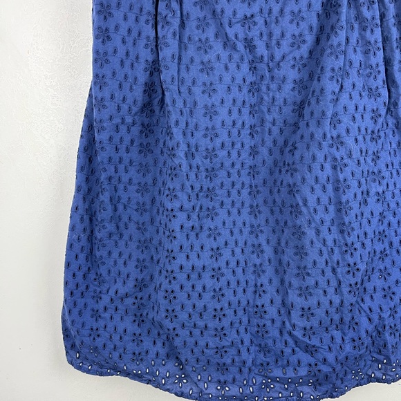 Old Navy Womens Size 14 Strapless Dress Navy Blue Eyelet Fit Flare Pleated - Picture 3 of 10